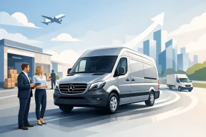 Furgona Mercedes për biznes që ecën përpara